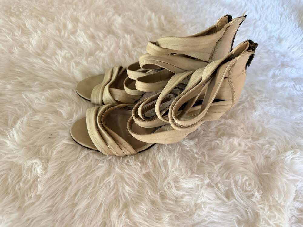 Janet & Janet Ivory Strappy Wedge Heel Sandals